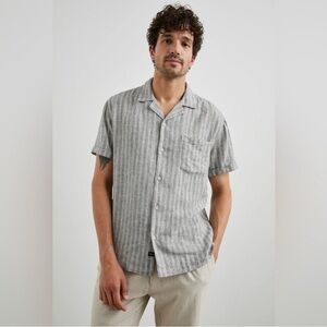 Rails Waimea Men's Small Striped Linen Blend Camp Shirt